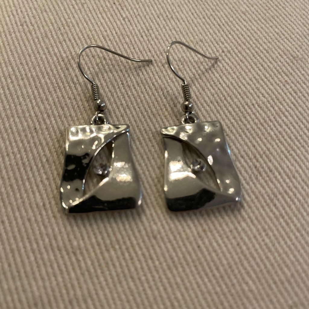 Silver Rectangle Earrings